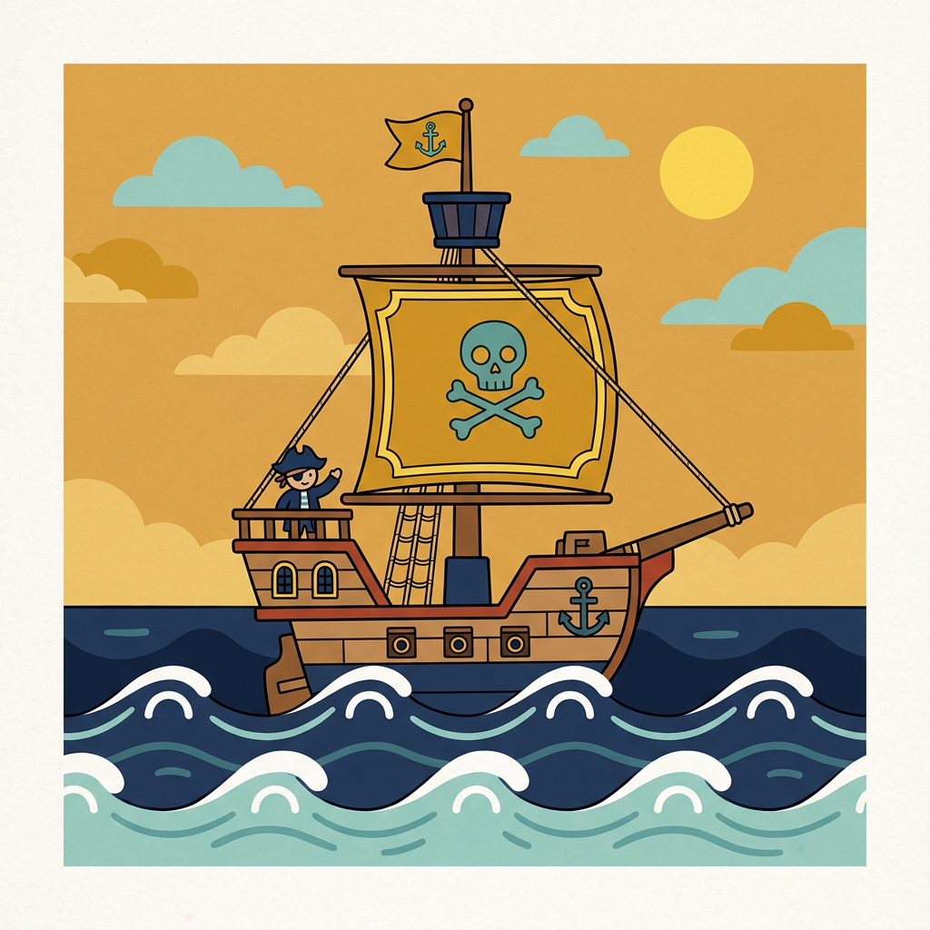 Illustration de repère : un navire de pirates