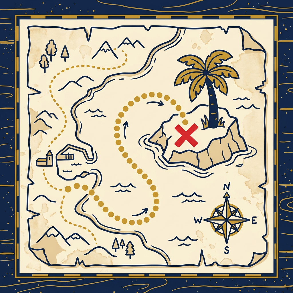 Illustration de repère : une carte au trésor